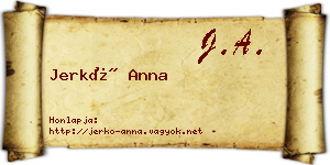 Jerkó Anna névjegykártya